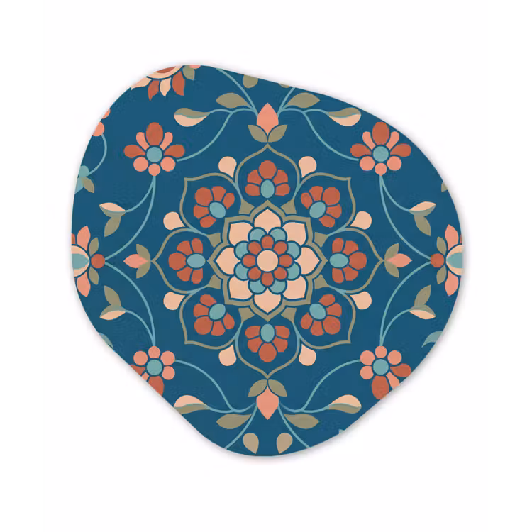 Organisch schilderij aluminium - Bloemen - Patroon - Natuur - Ornament - Blauw — 1