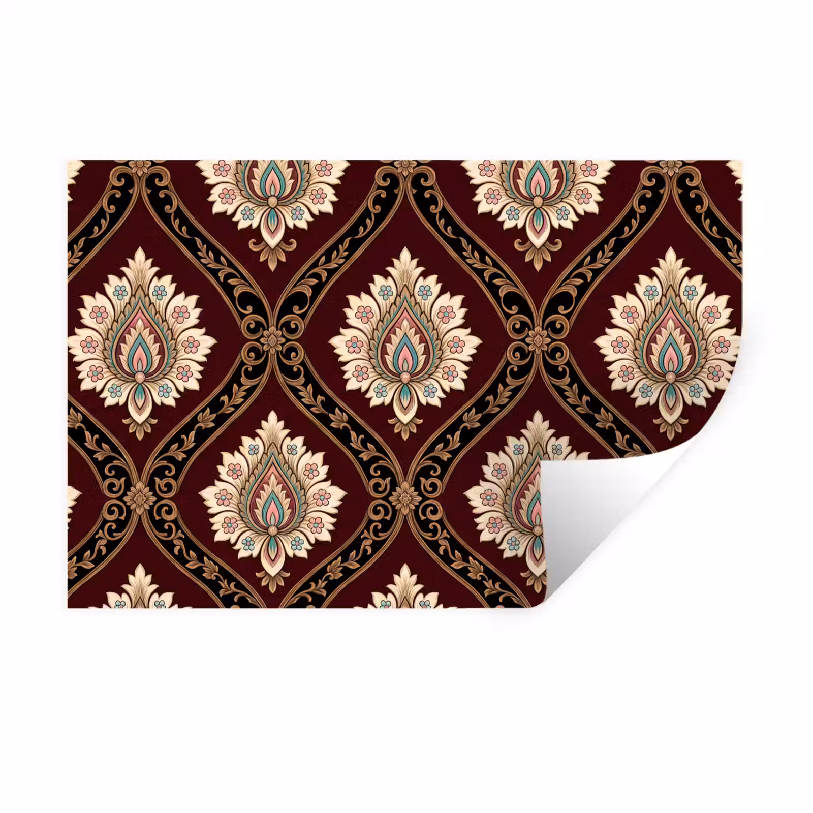 Muursticker - Patroon - Bloemmotief - Decoratie - Klassiek - Rood — 1