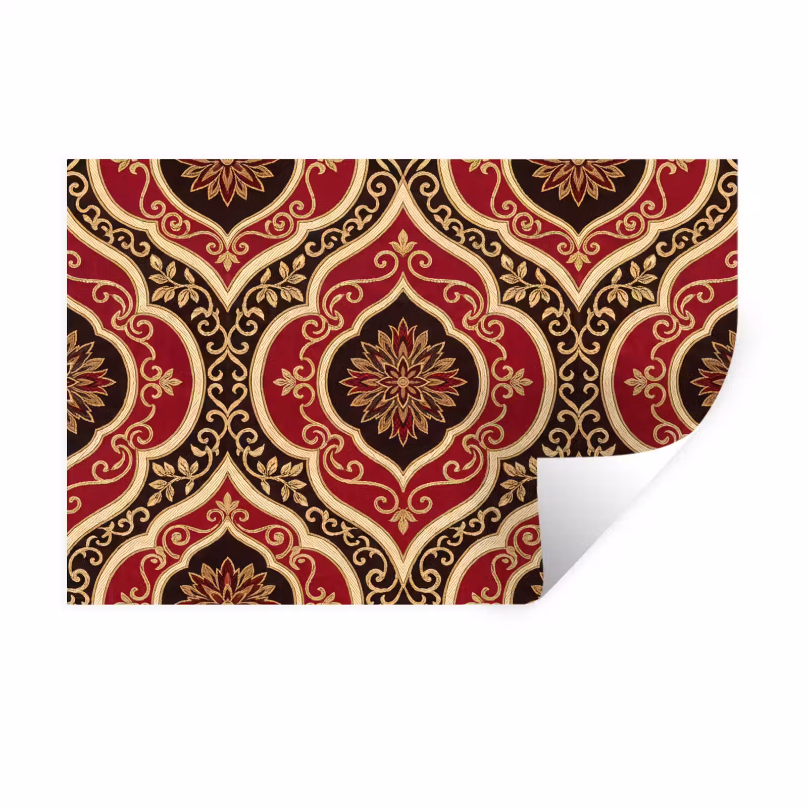Muursticker - Patroon - Ornament - Barok - Rood - Goud — 1