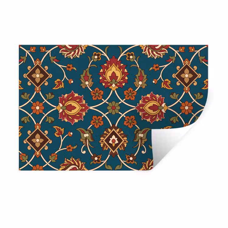 Muursticker - Ornament - Flora - Traditioneel - Klassiek - Blauwgroen — 1