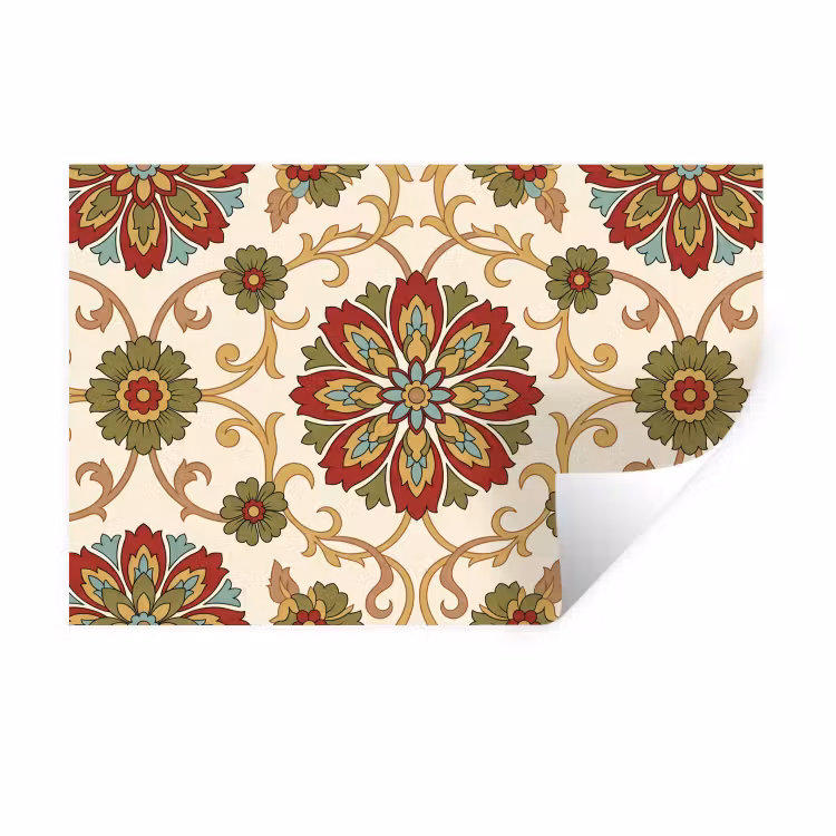 Muursticker - Patroon - Bloemen - Ornament - Klassiek - Kleurrijk — 1
