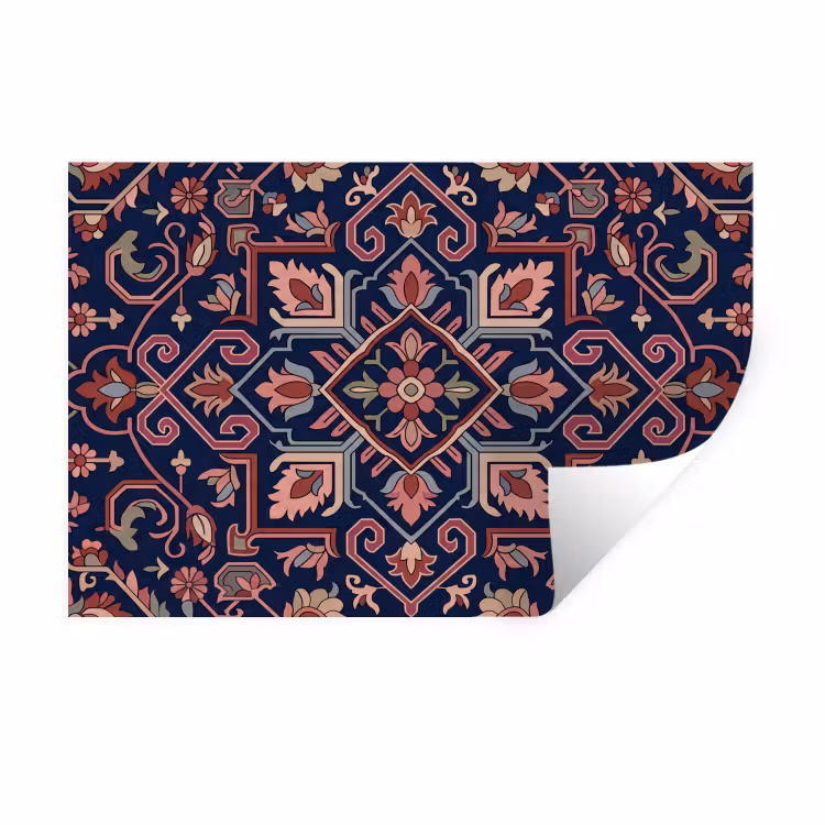 Muursticker - Patroon - Oosters - Floraal - Blauw - Klassiek — 1