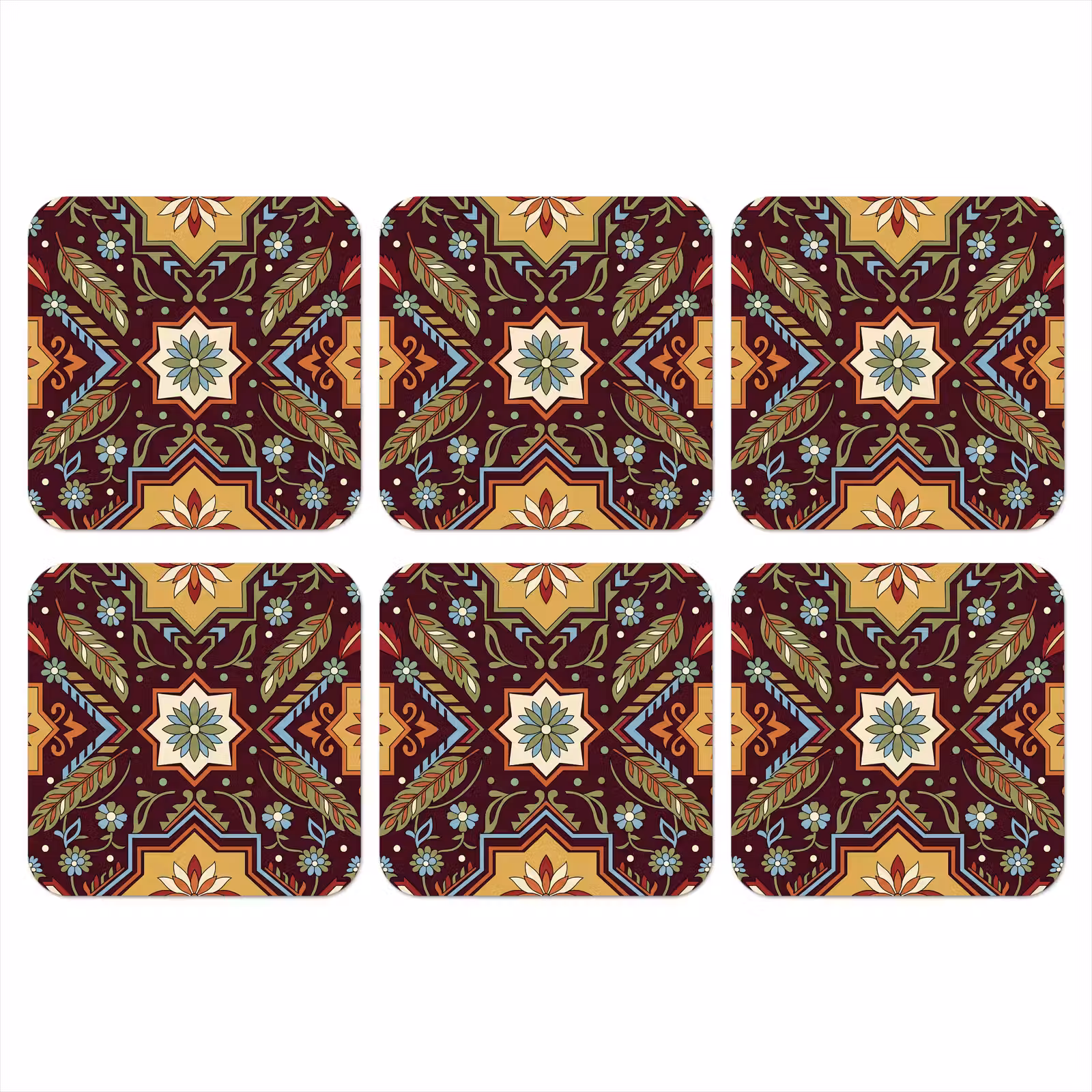 Onderzetter - Patroon - Floraal - Geometrisch - Kleurrijk - Decoratie — 1