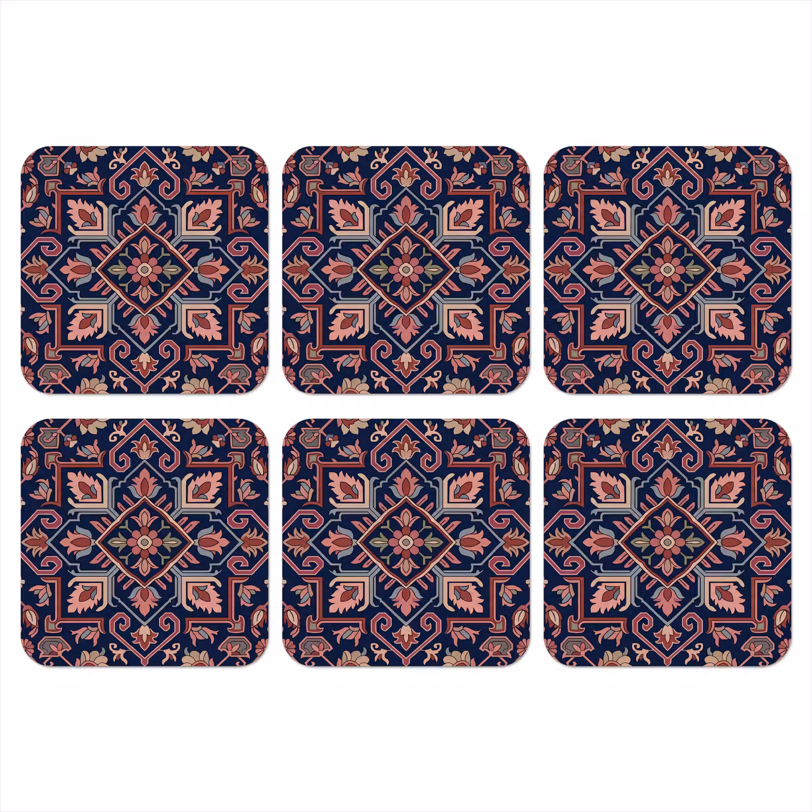 Onderzetter - Patroon - Oosters - Floraal - Blauw - Klassiek — 1