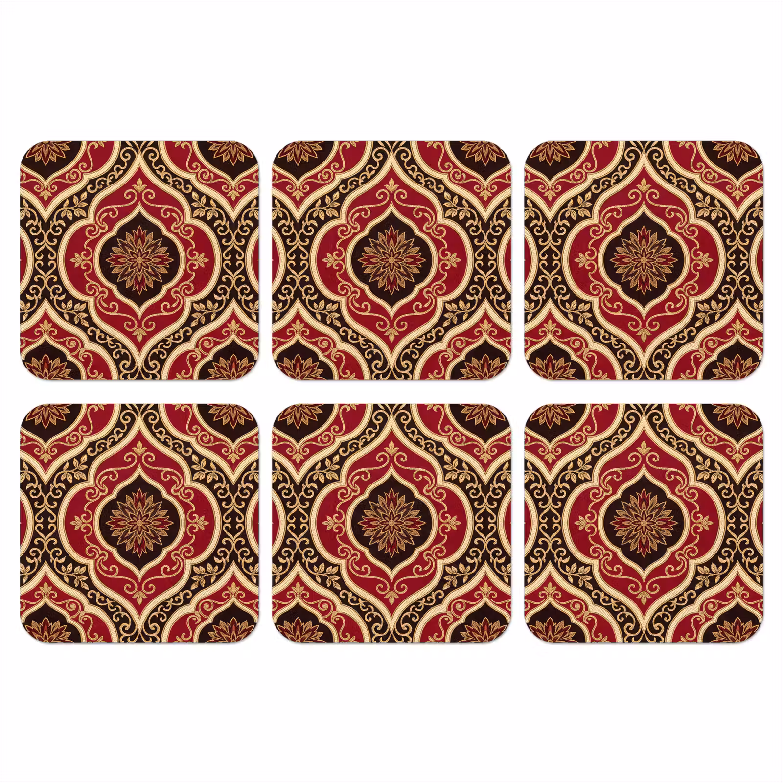 Onderzetter - Patroon - Ornament - Barok - Rood - Goud — 1