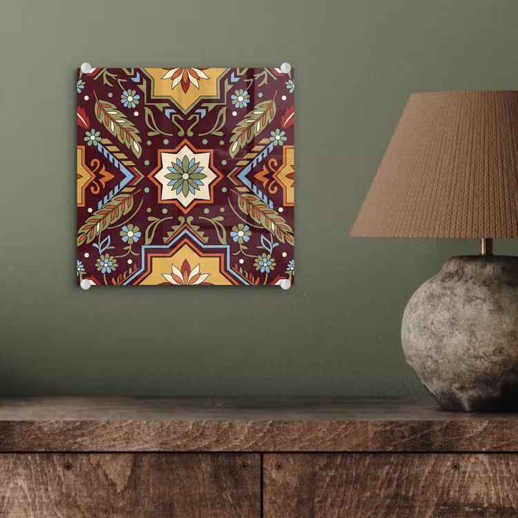 Glas schilderij - Patroon - Floraal - Geometrisch - Kleurrijk - Decoratie — 4