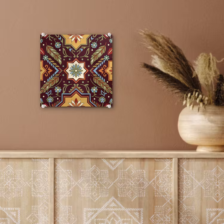 Glas schilderij - Patroon - Floraal - Geometrisch - Kleurrijk - Decoratie — 6
