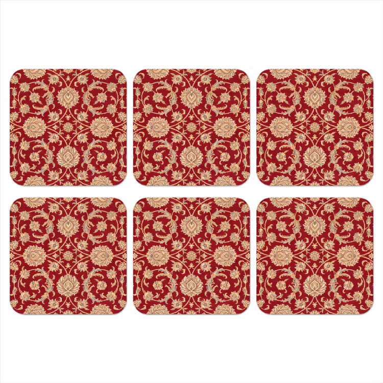 Onderzetter - Patroon - Bloem - Klassiek - Oosters - Rood — 1