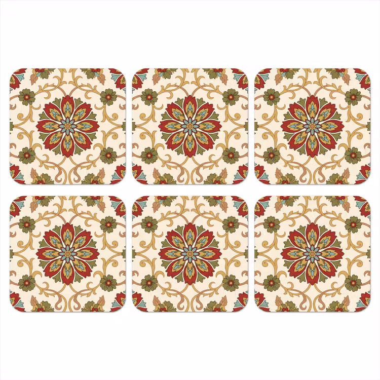 Onderzetter - Patroon - Bloemen - Ornament - Klassiek - Kleurrijk — 1