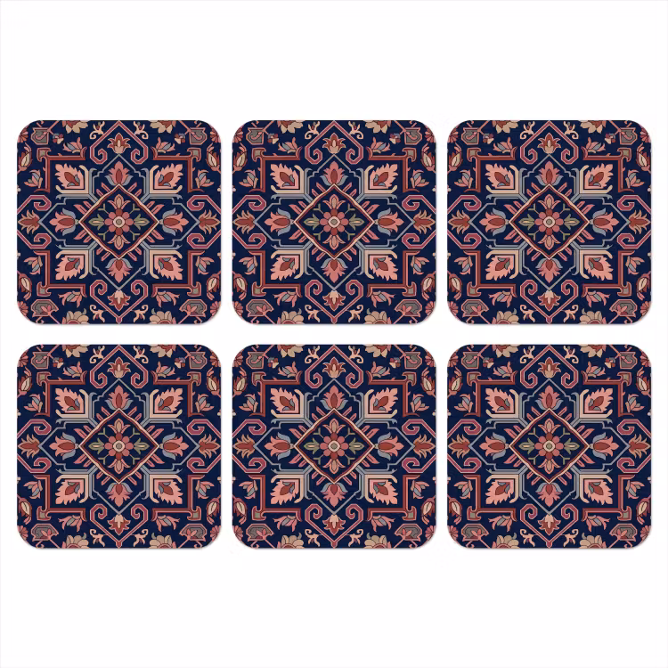 Onderzetter - Patroon - Oosters - Floraal - Blauw - Klassiek — 1