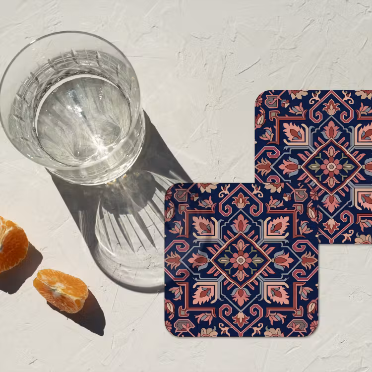 Onderzetter - Patroon - Oosters - Floraal - Blauw - Klassiek — 2