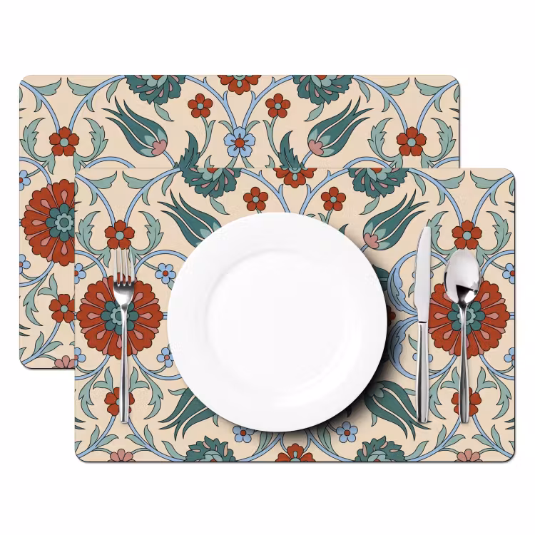 Placemat - 6 stuks - Bloemen - Patroon - Klassiek - Decoratie - Kleurrijk — 2