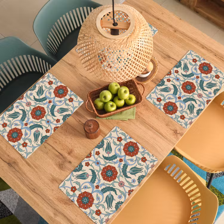 Placemat - 6 stuks - Bloemen - Patroon - Klassiek - Decoratie - Kleurrijk — 6