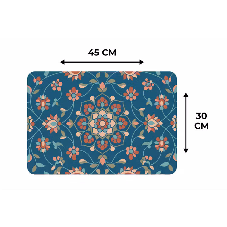Placemat - 6 stuks - Bloemen - Patroon - Natuur - Ornament - Blauw — 3