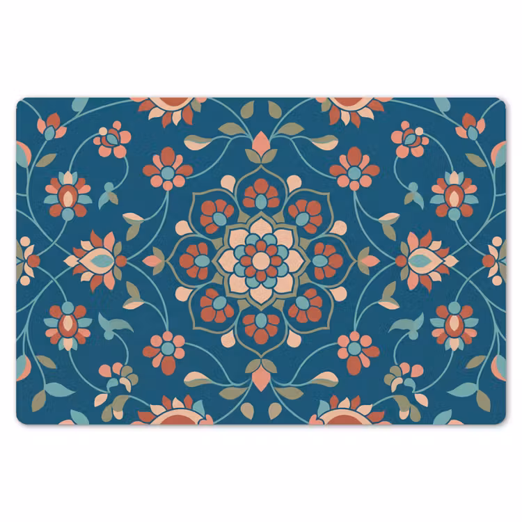 Placemat - 6 stuks - Bloemen - Patroon - Natuur - Ornament - Blauw — 7