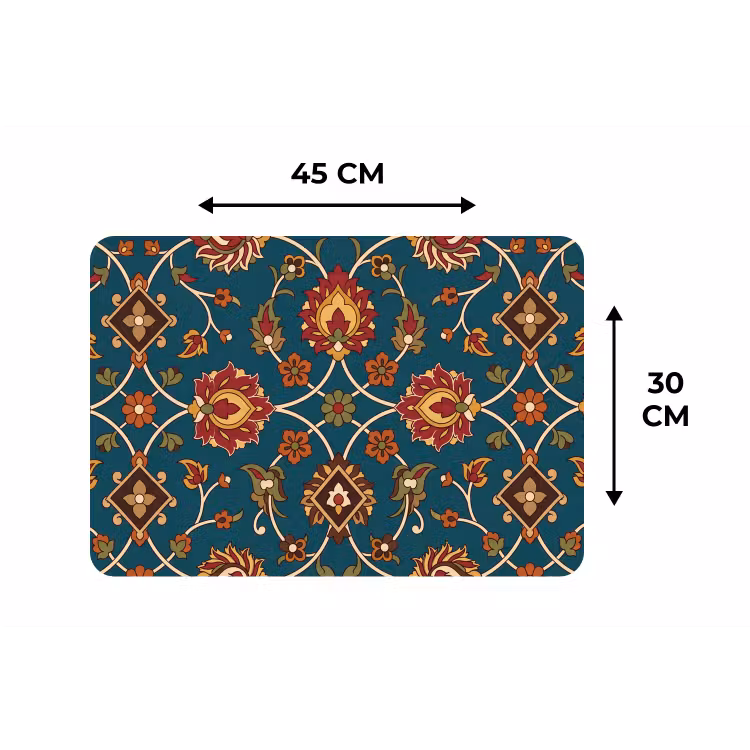 Placemat - 6 stuks - Ornament - Flora - Traditioneel - Klassiek - Blauwgroen — 3