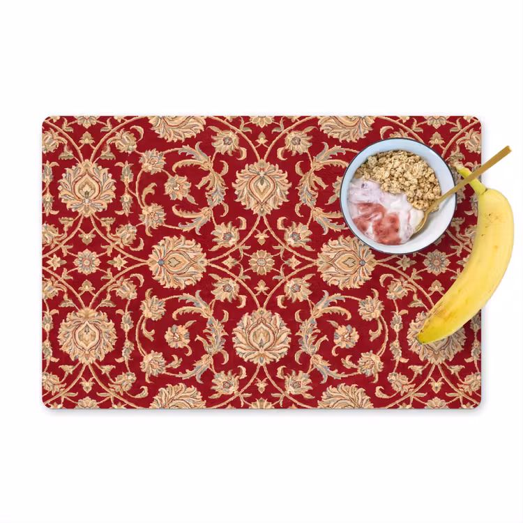 Placemat - 6 stuks - Patroon - Bloem - Klassiek - Oosters - Rood — 1