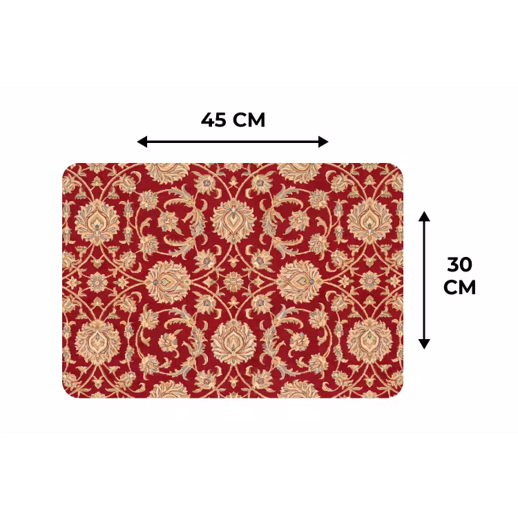 Placemat - 6 stuks - Patroon - Bloem - Klassiek - Oosters - Rood — 3