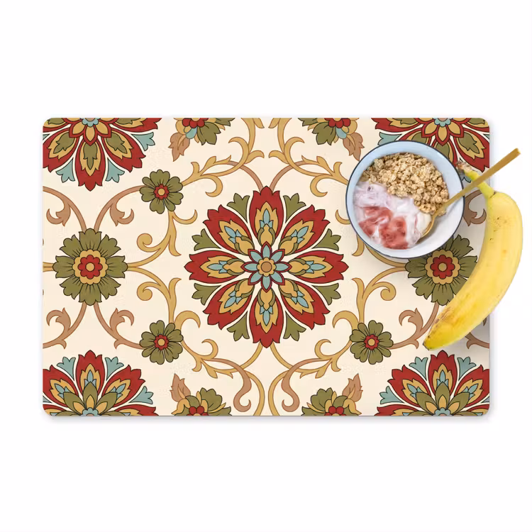 Placemat - 6 stuks - Patroon - Bloemen - Ornament - Klassiek - Kleurrijk — 1