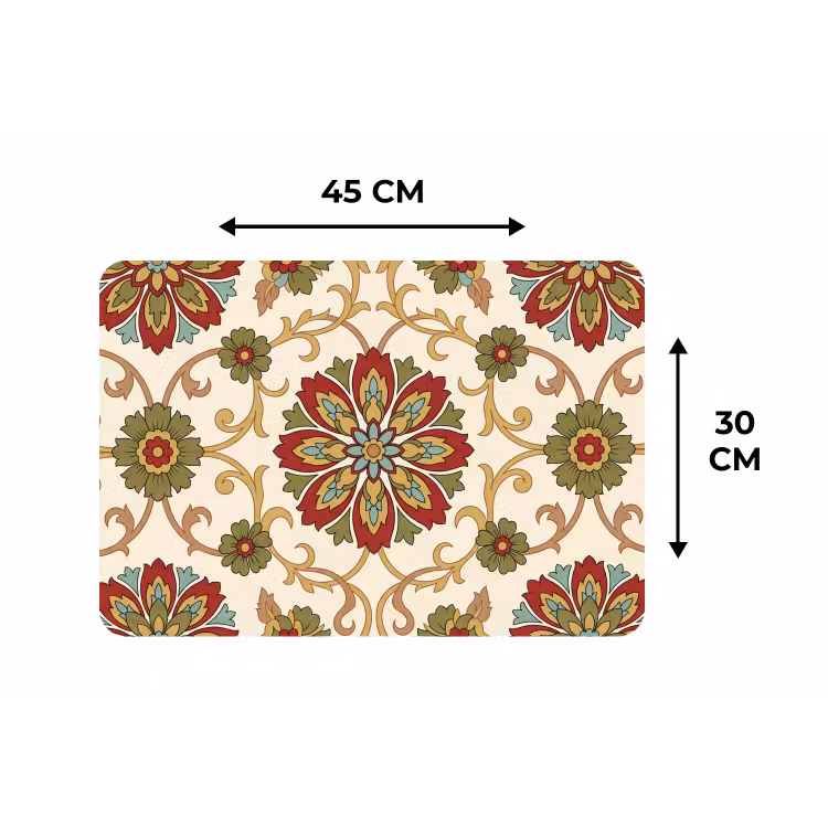 Placemat - 6 stuks - Patroon - Bloemen - Ornament - Klassiek - Kleurrijk — 3