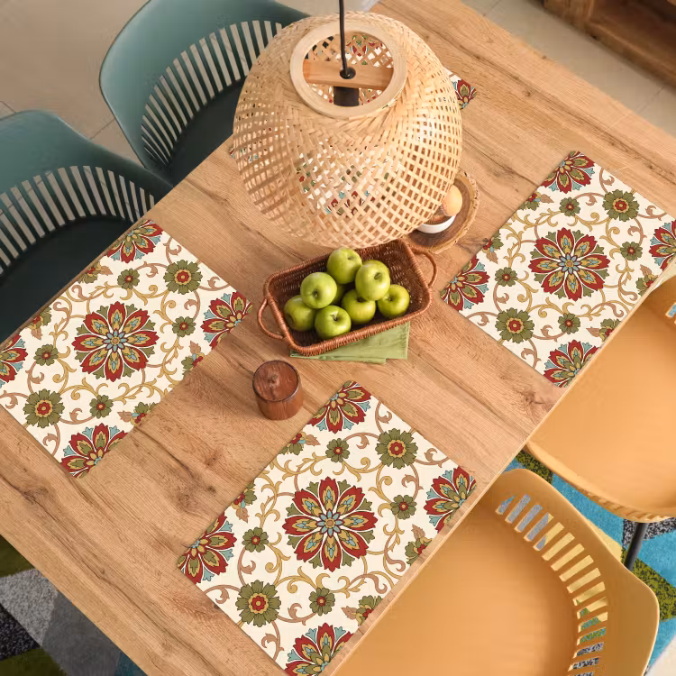 Placemat - 6 stuks - Patroon - Bloemen - Ornament - Klassiek - Kleurrijk — 6