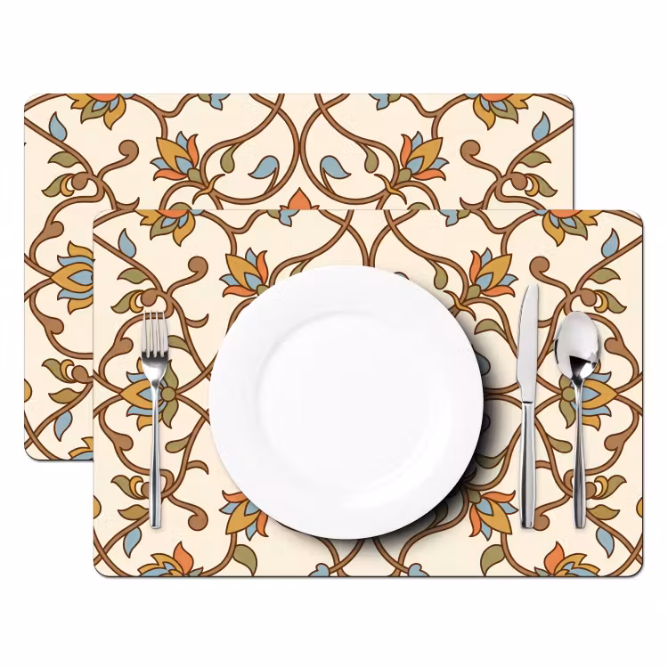 Placemat - 6 stuks - Patroon - Bloemen - Ornament - Kleurrijk — 2