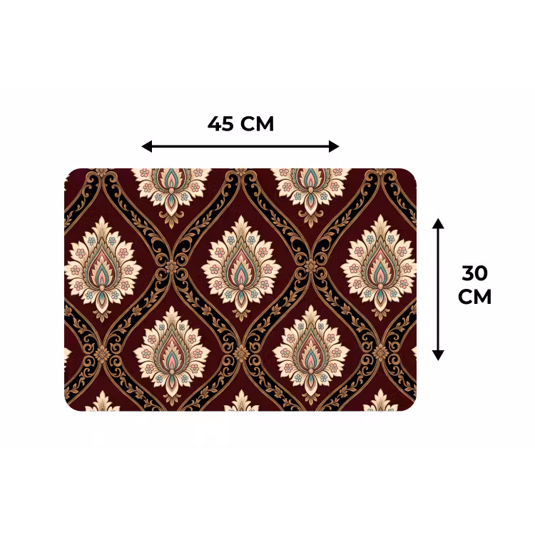 Placemat - 6 stuks - Patroon - Bloemmotief - Decoratie - Klassiek - Rood — 3