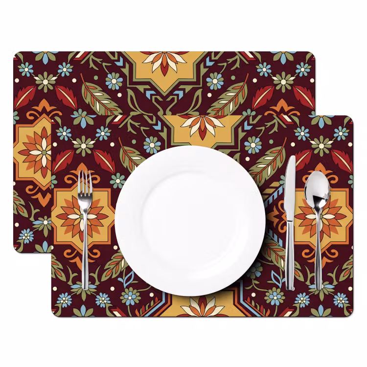 Placemat - 6 stuks - Patroon - Floraal - Geometrisch - Kleurrijk - Decoratie — 2