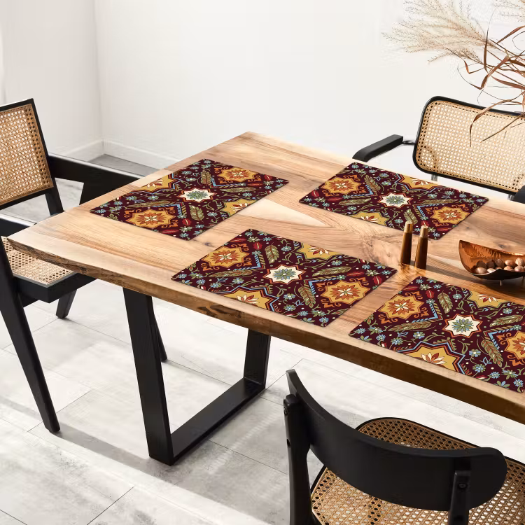 Placemat - 6 stuks - Patroon - Floraal - Geometrisch - Kleurrijk - Decoratie — 5