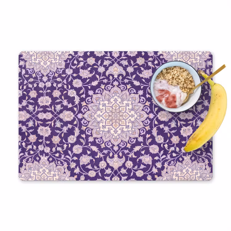 Placemat - 6 stuks - Patroon - Medallion - Oosters - Paars - Decoratie — 1