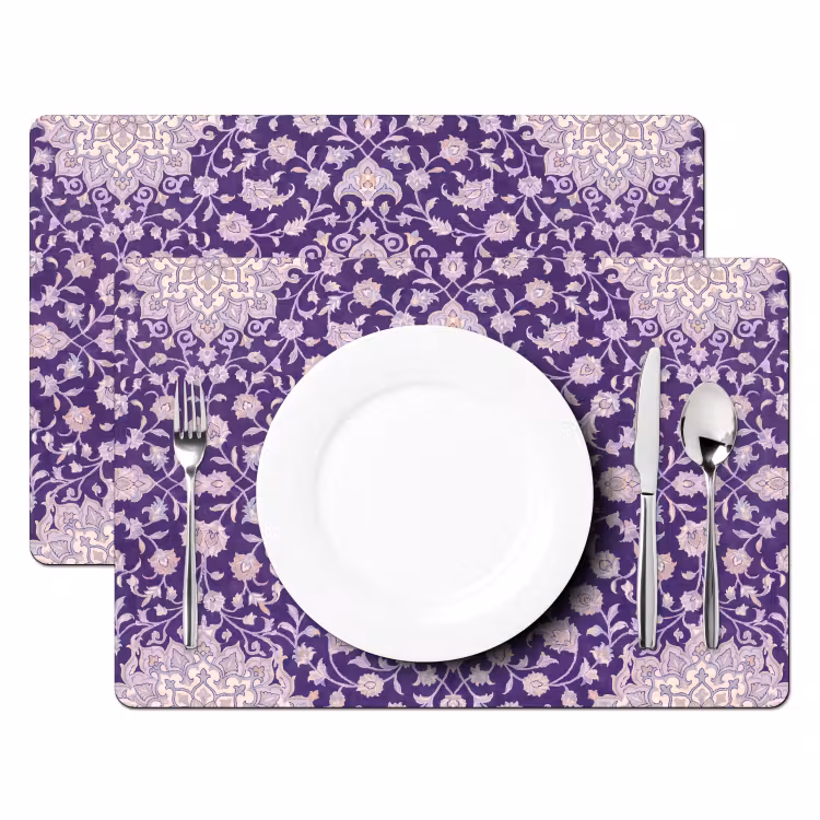 Placemat - 6 stuks - Patroon - Medallion - Oosters - Paars - Decoratie — 2
