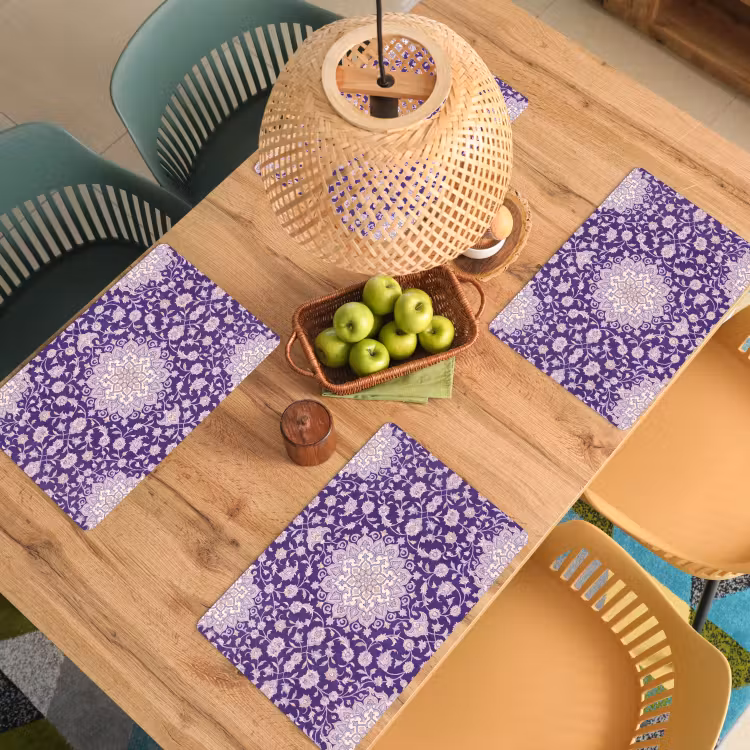 Placemat - 6 stuks - Patroon - Medallion - Oosters - Paars - Decoratie — 6