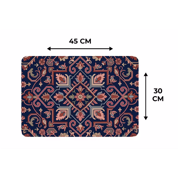 Placemat - 6 stuks - Patroon - Oosters - Floraal - Blauw - Klassiek — 3