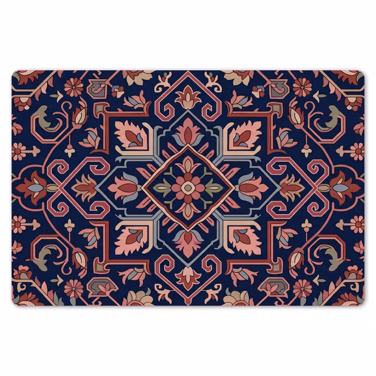Placemat - 6 stuks - Patroon - Oosters - Floraal - Blauw - Klassiek — 7