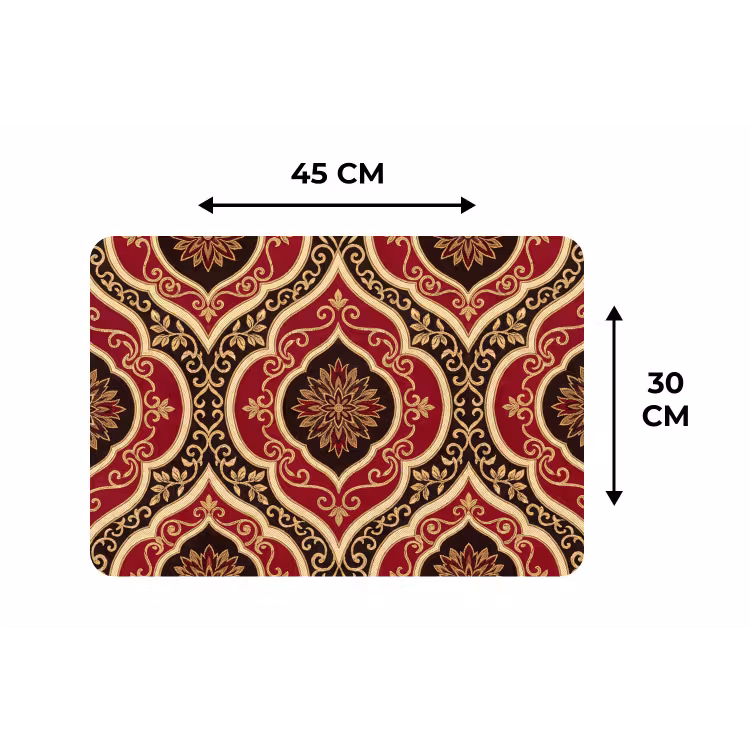Placemat - 6 stuks - Patroon - Ornament - Barok - Rood - Goud — 3