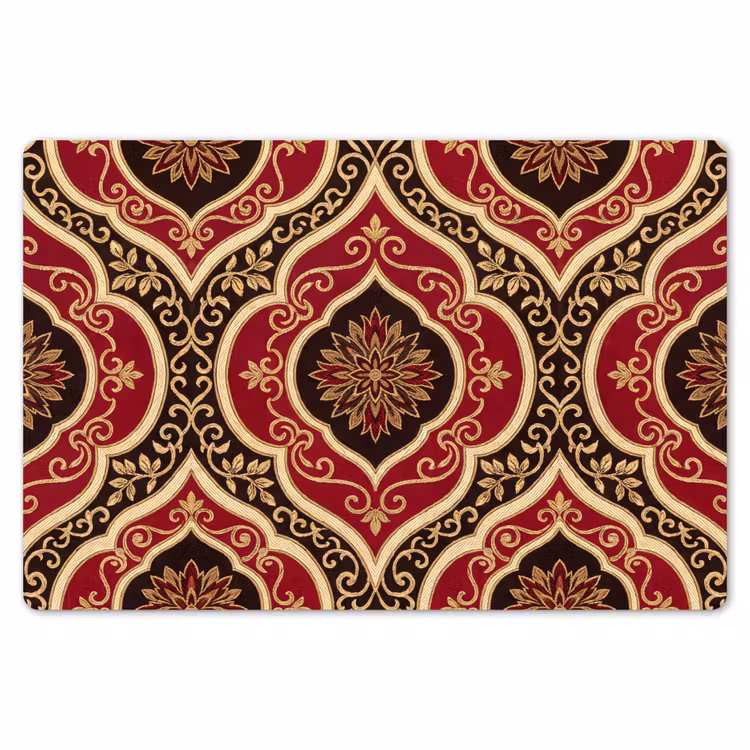 Placemat - 6 stuks - Patroon - Ornament - Barok - Rood - Goud — 7