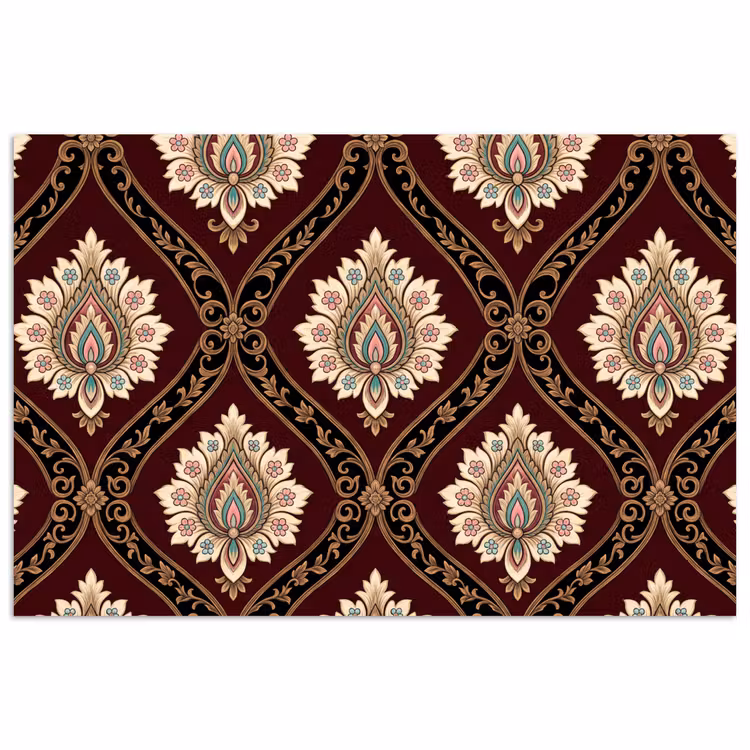 Poster - Patroon - Bloemmotief - Decoratie - Klassiek - Rood — 1