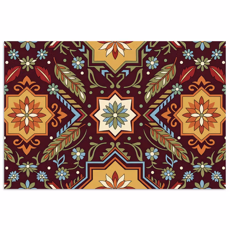 Poster - Patroon - Floraal - Geometrisch - Kleurrijk - Decoratie — 1