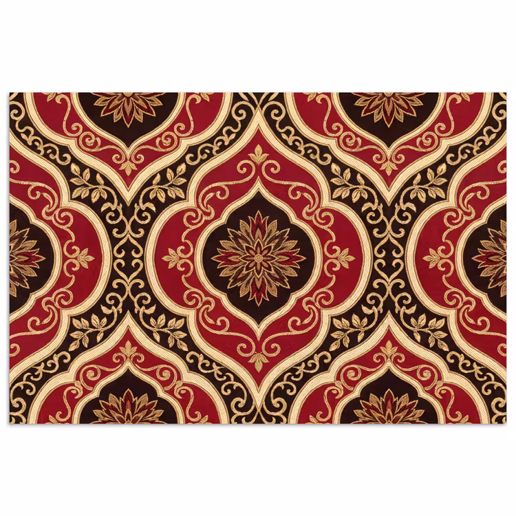 Poster - Patroon - Ornament - Barok - Rood - Goud — 1
