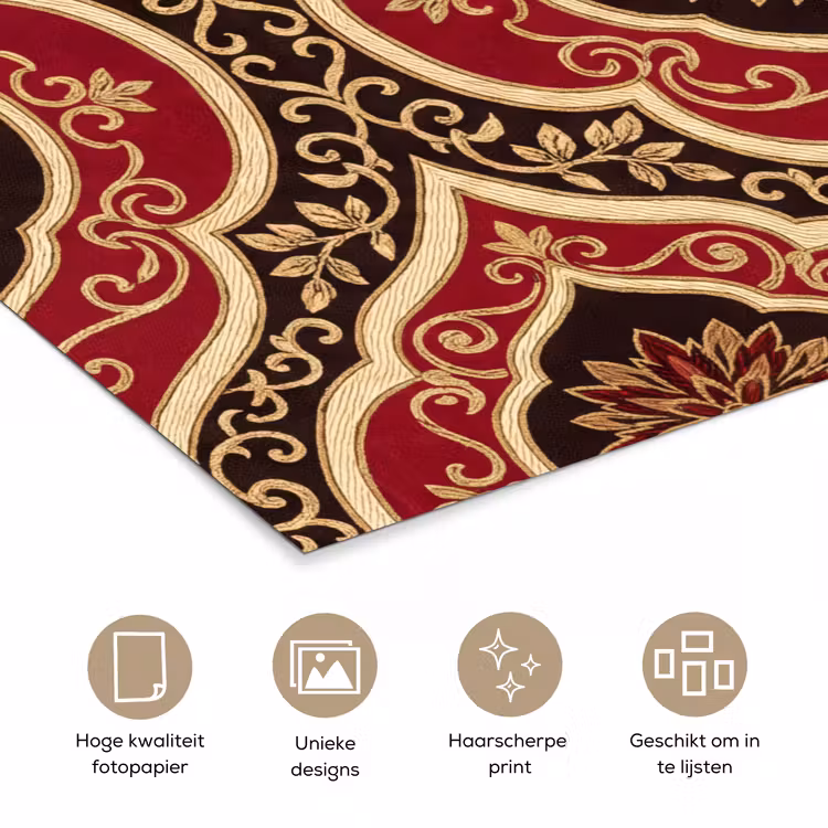 Poster - Patroon - Ornament - Barok - Rood - Goud — 5