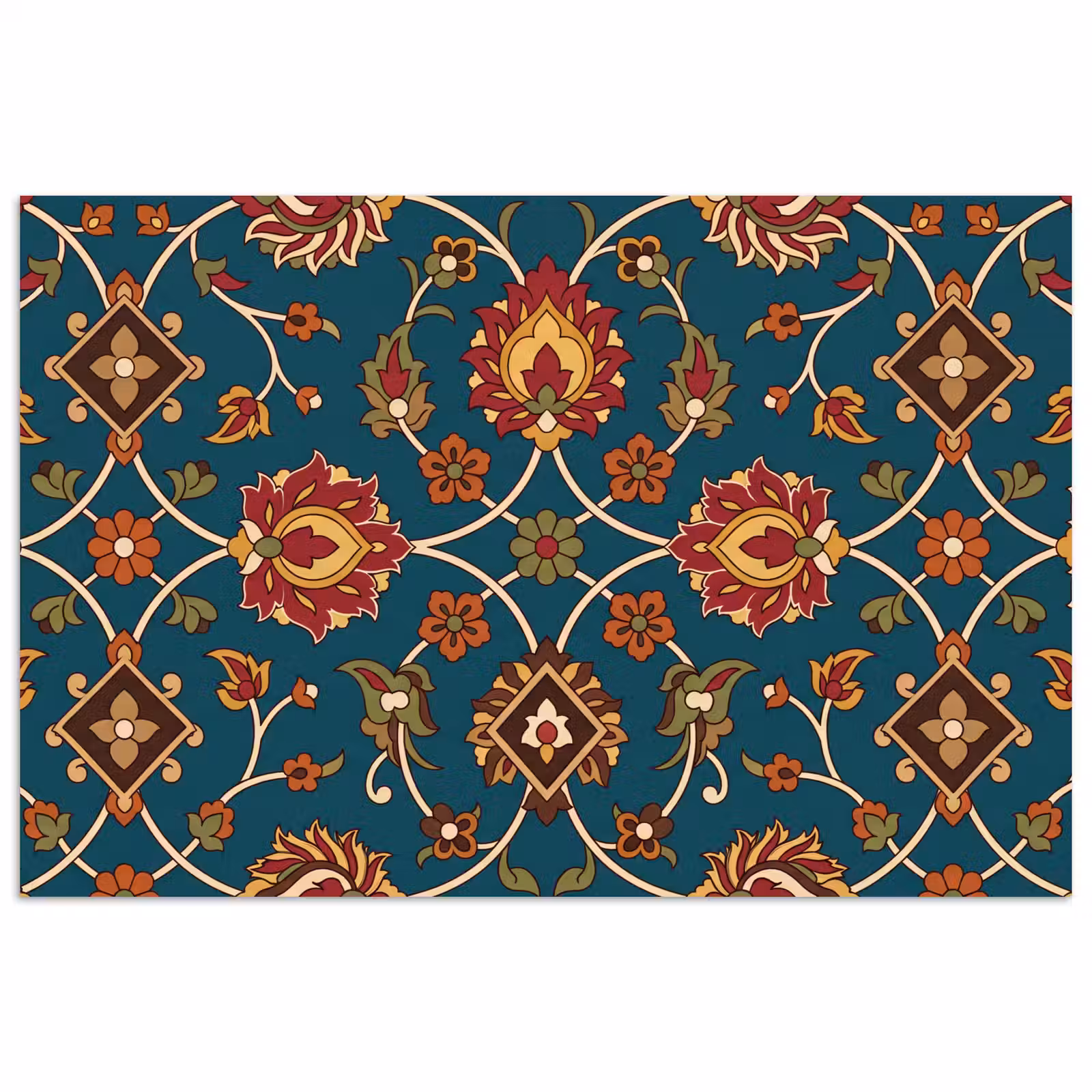 Poster - Ornament - Flora - Traditioneel - Klassiek - Blauwgroen — 1