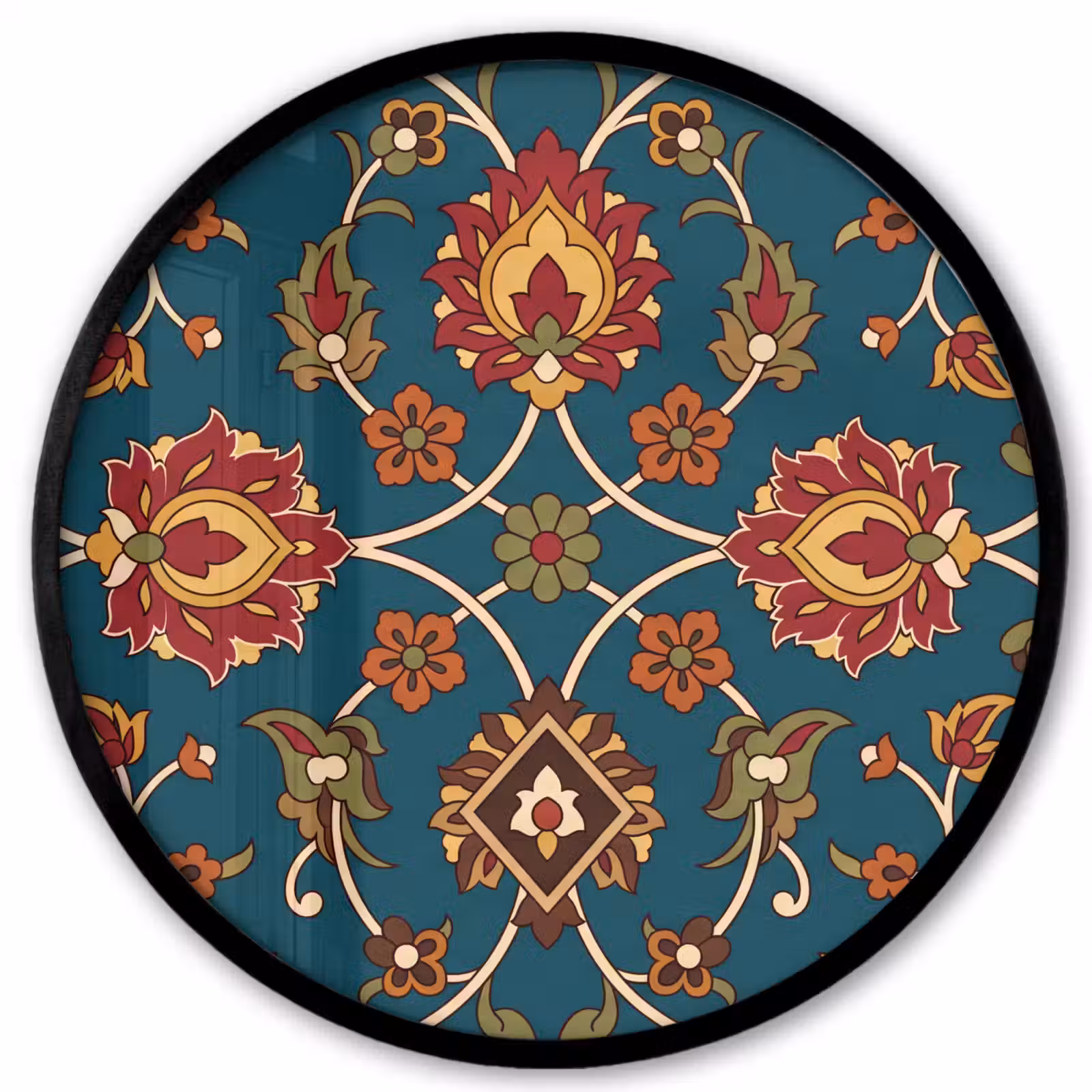 Ronde fotolijst - Ornament - Flora - Traditioneel - Klassiek - Blauwgroen — 1