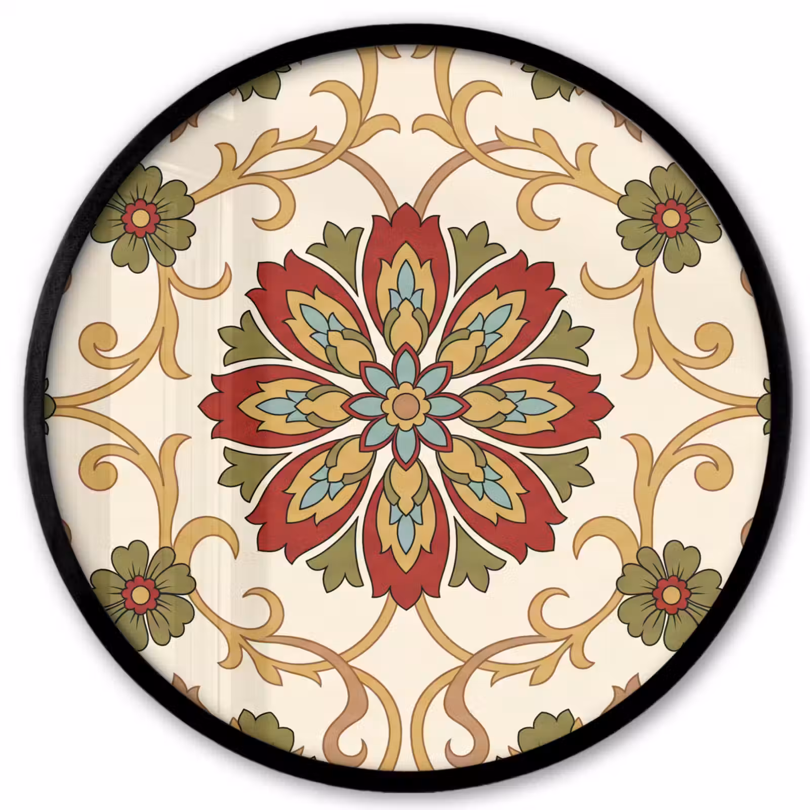 Ronde fotolijst - Patroon - Bloemen - Ornament - Klassiek - Kleurrijk — 1