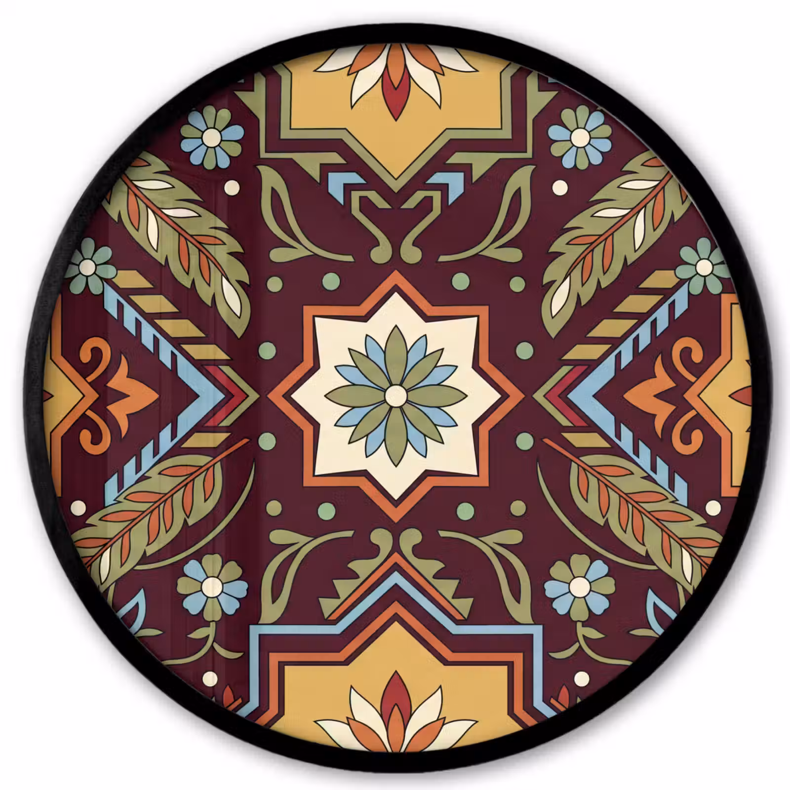Ronde fotolijst - Patroon - Floraal - Geometrisch - Kleurrijk - Decoratie — 1