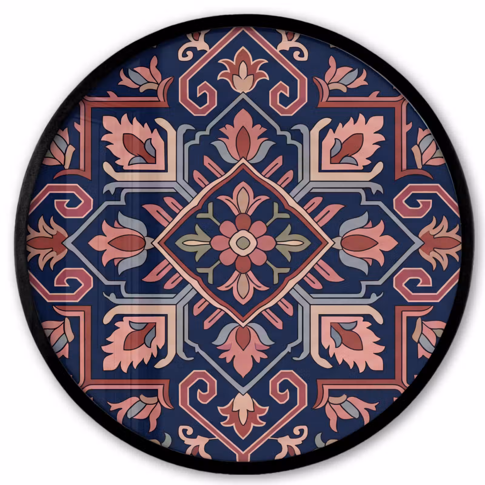 Ronde fotolijst - Patroon - Oosters - Floraal - Blauw - Klassiek — 1