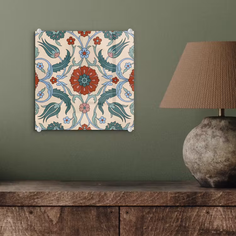 Glas schilderij - Bloemen - Patroon - Klassiek - Decoratie - Kleurrijk — 4