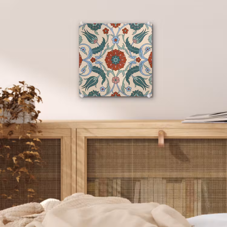 Glas schilderij - Bloemen - Patroon - Klassiek - Decoratie - Kleurrijk — 5