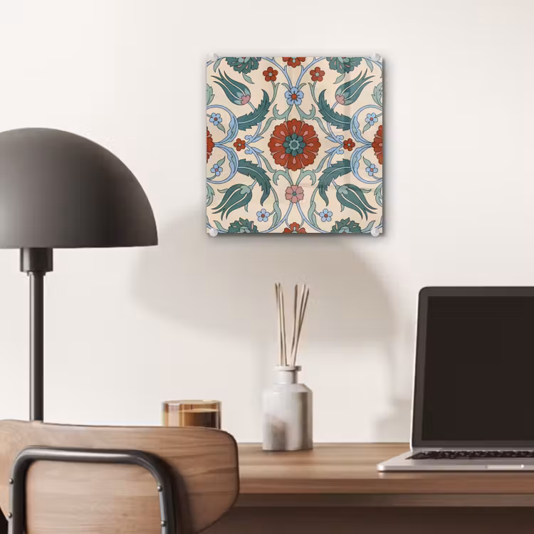 Glas schilderij - Bloemen - Patroon - Klassiek - Decoratie - Kleurrijk — 7