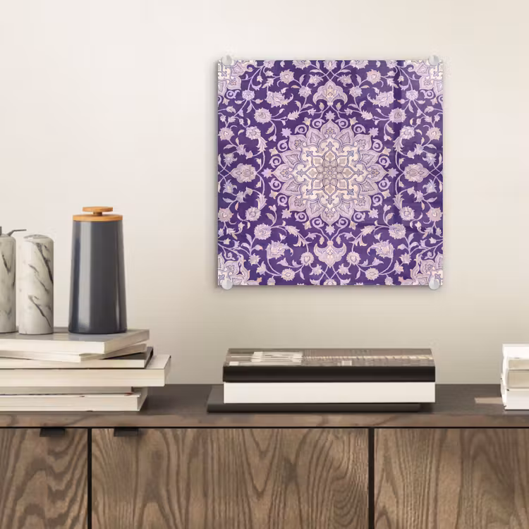 Glas schilderij - Patroon - Medallion - Oosters - Paars - Decoratie — 2