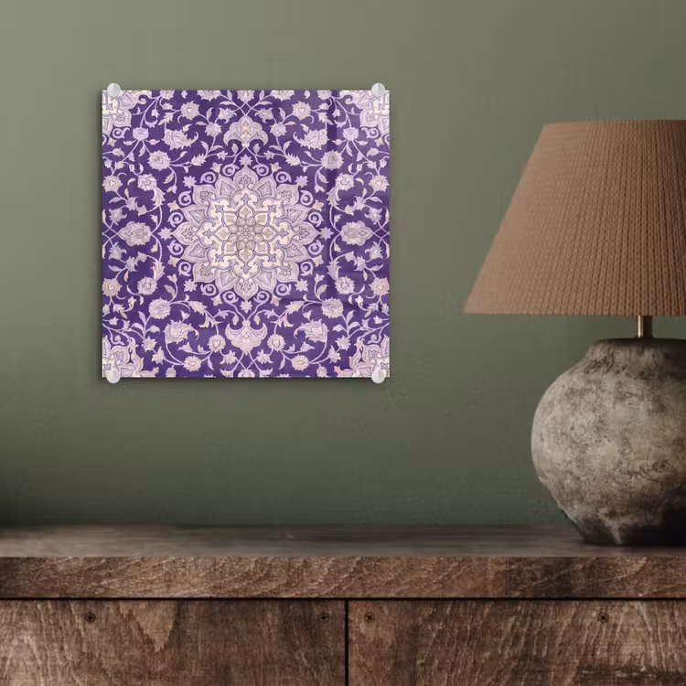 Glas schilderij - Patroon - Medallion - Oosters - Paars - Decoratie — 4